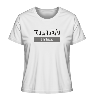Vielfalt zählt - Spiegelschrift - Damen Bio T-Shirt 15 Spiegelgewand - Reiche deinem Spiegelbild die Hand - front ladies organic shirt f8f8f8 1116x 79