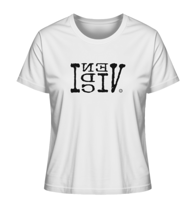 VENI VIDI VICI - Spiegelschrift - Damen Bio T-Shirt 15 Spiegelgewand - Reiche deinem Spiegelbild die Hand - front ladies organic shirt f8f8f8 1116x 86